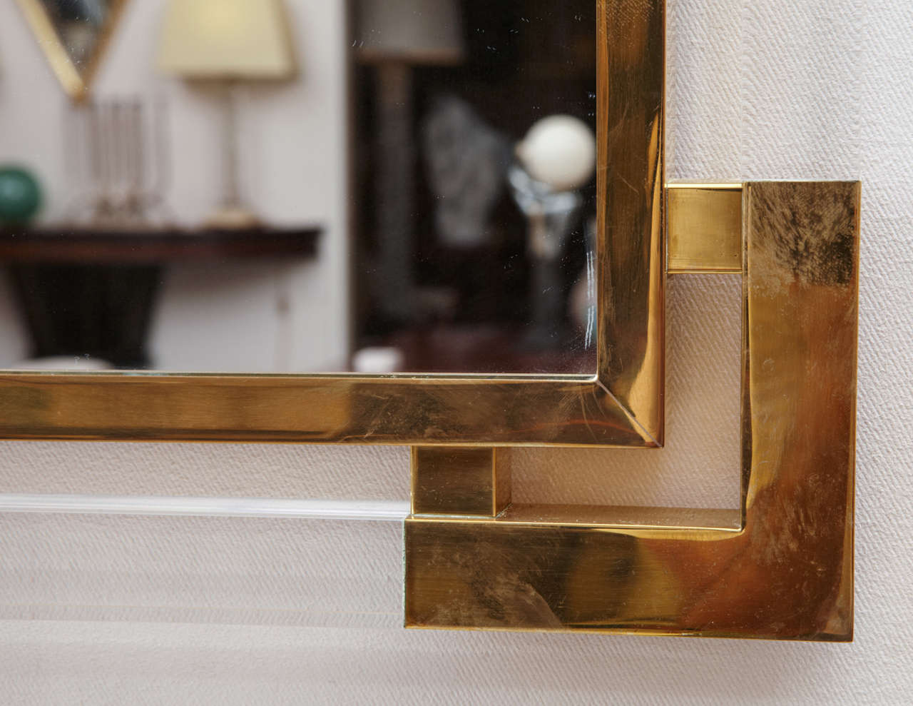 Late 20th Century Lucite and Gold Brass Console and Mirror by Romeo Rega, 1960-70